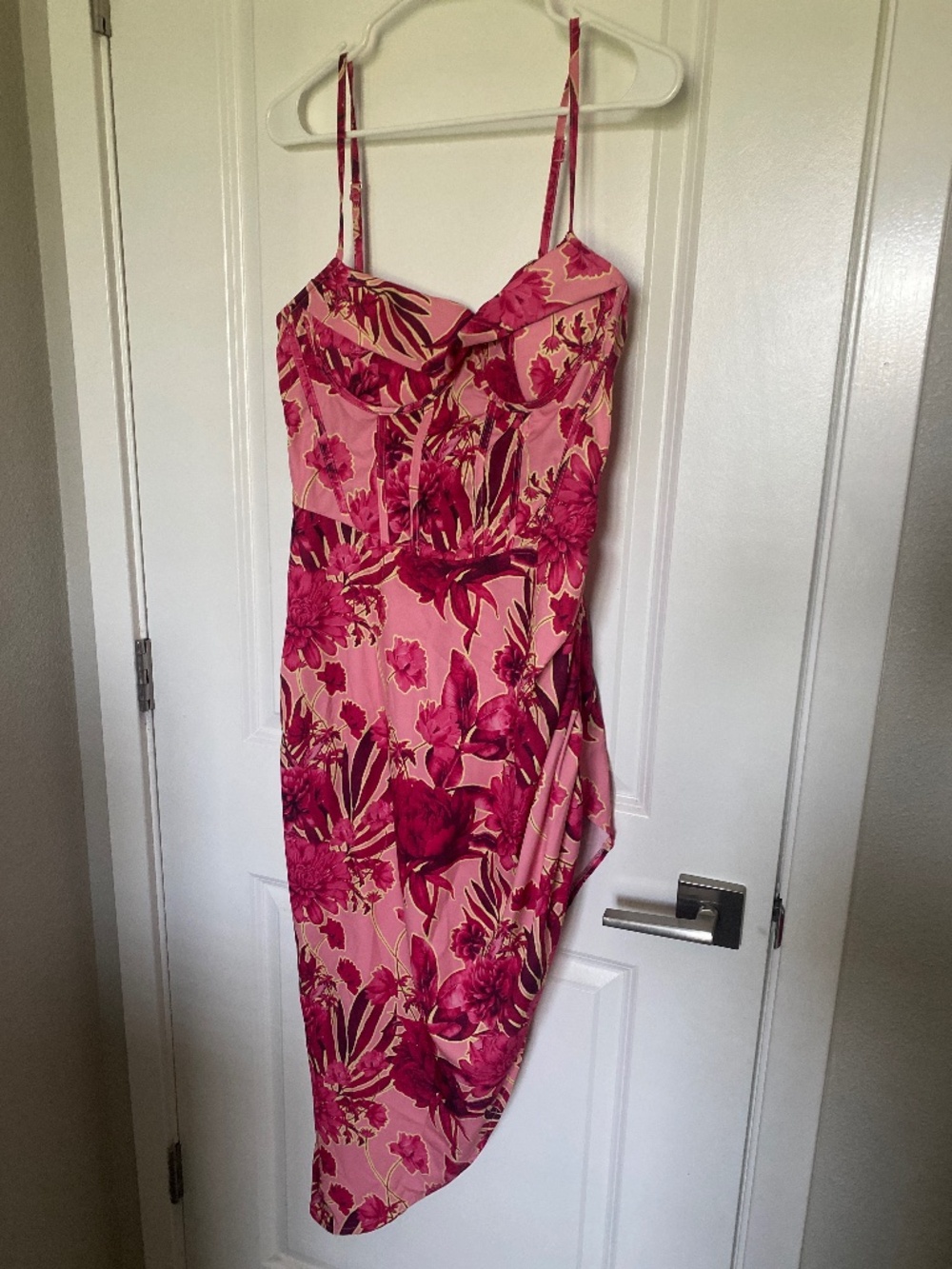 Asymmetrical pink floral dress